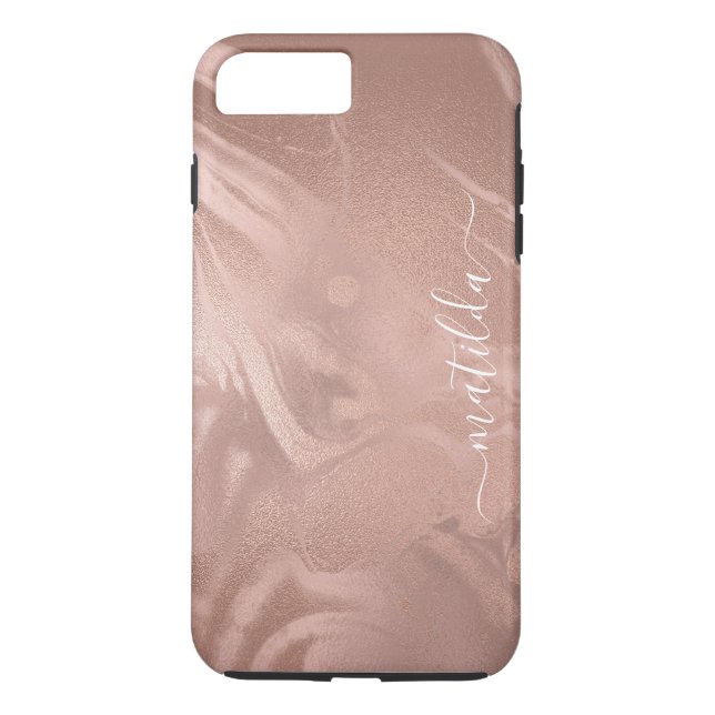 Elegantens moderna marmor av kopparmarmor ro guld Case-Mate iPhone skal (Baksida)