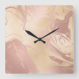 Elegantens moderna marmor av kopparmarmor ro guld fyrkantig klocka