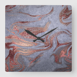 Elegantens moderna marmor av kopparmarmor ro guld fyrkantig klocka