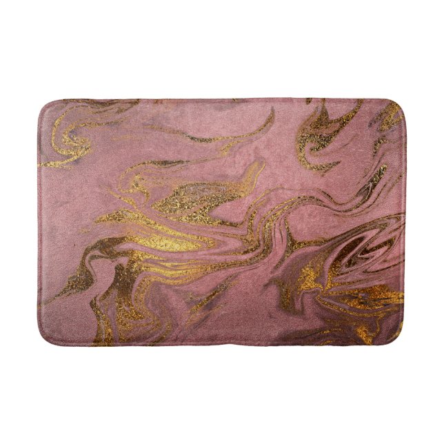 Elegantens moderna marmor guld & ro guld badrumsmatta (Framsidan)