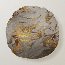 Elegantens moderna marmor guld silver rund kudde