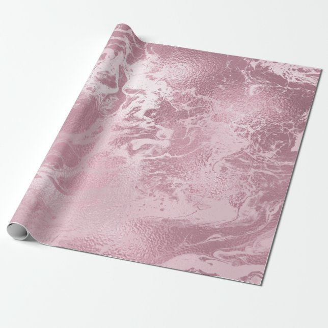 Elegantens moderna marmor i snyggt rosa ros guld presentpapper (Utrullad)