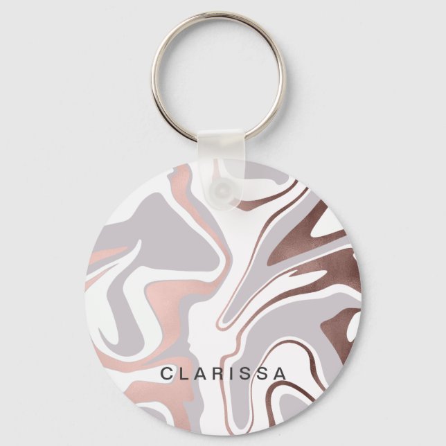 Elegantens moderna marmor ro guld nyckelring (Framsida)