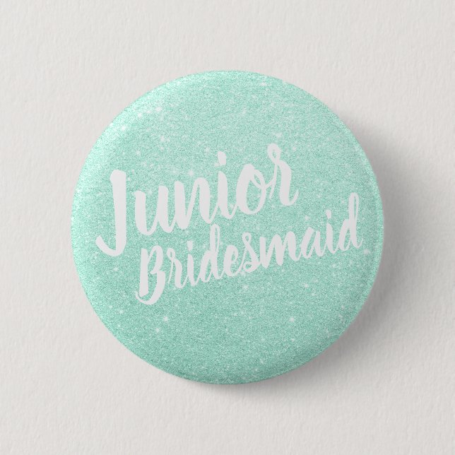 Elegantens moderna mint glitter junior bridesmaid knapp (Framsida)