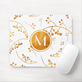 Elegantens moderna monogram guld berry mönster musmatta