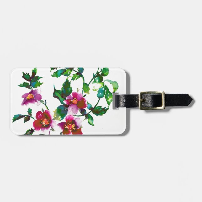 Elegantens moderna mörk av vattenfärgen rosa vilda bagagebricka (Horisontell Framsida)