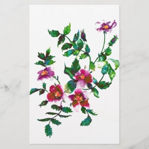 Elegantens moderna mörk av vattenfärgen rosa vilda brevpapper