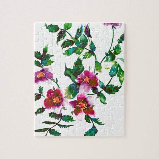 Elegantens moderna mörk av vattenfärgen rosa vilda pussel (Vertikal)