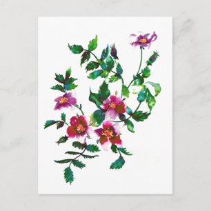 Elegantens moderna mörk av vattenfärgen rosa vilda vykort