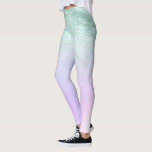 Elegantens moderna övertoningsmynta grönt glitter  leggings