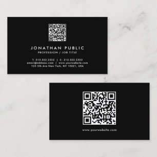 Elegantens moderna QR-kod, svart och vit Visitkort