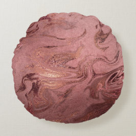 Elegantens moderna ro-guld och marmor rund kudde