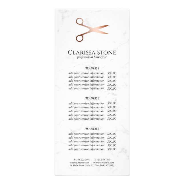 Elegantens moderna ro-saxsax, hårstylist reklamkort (Framsidan)