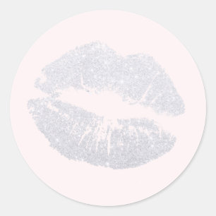 Elegantens moderna silver glitter läppar-rosa runt klistermärke