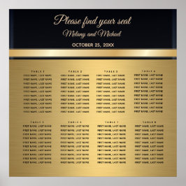 Elegantens moderna sittdiagram för guld/svart bröl poster