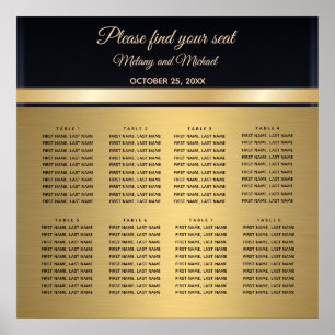 Elegantens moderna sittdiagram för guld/svart bröl poster