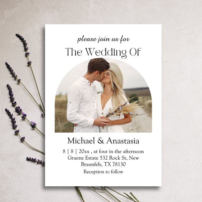 elegantens moderna skript boho arch-foto bröllop inbjudningar (Skapare uppladdad)