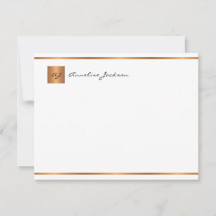 Elegantens moderna skript guld monogram namn anteckningskort