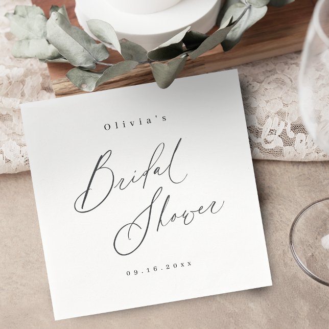 Elegantens moderna skript - minimal möhippa pappersservett (Elegant modern script minimal bridal shower napkins)