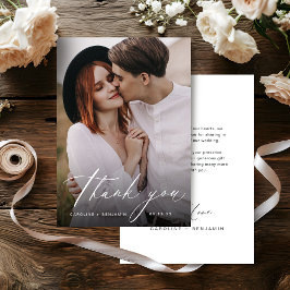 Elegantens moderna skript - minimalistisk bröllop  tack kort