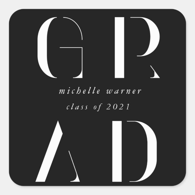 elegantens moderna skript studenten fyrkantigt klistermärke (Framsida)