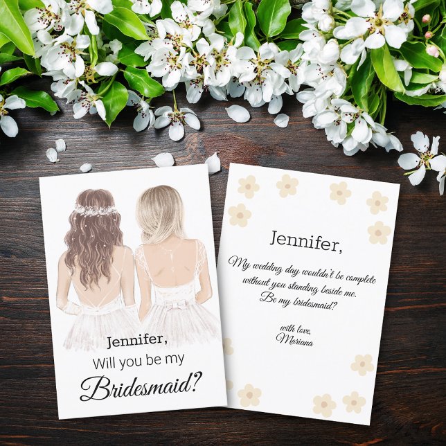 elegantens moderna skriptillustration bridesmaid inbjudningar (Skapare uppladdad)