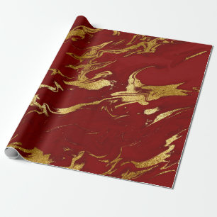 Elegantens moderna snyggt guld och rött marmor presentpapper