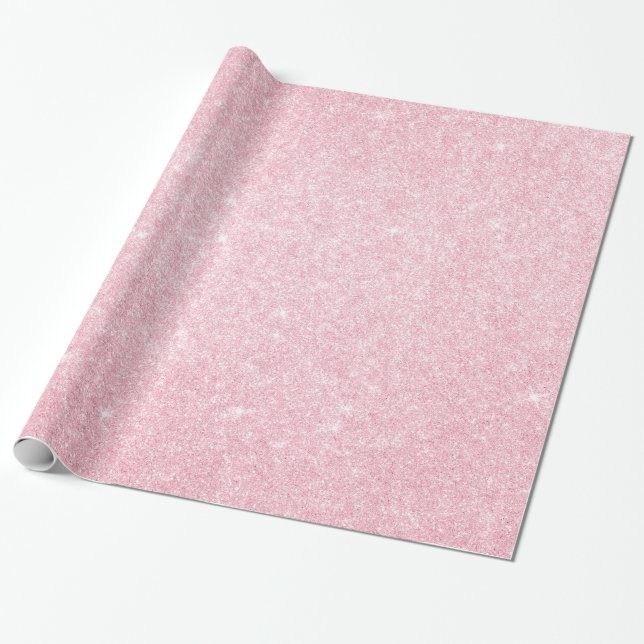 Elegantens moderna snyggt rosa ros guld glitter presentpapper (Utrullad)