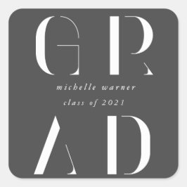 elegantens moderna studenten-kvadratdekal med skri fyrkantigt klistermärke