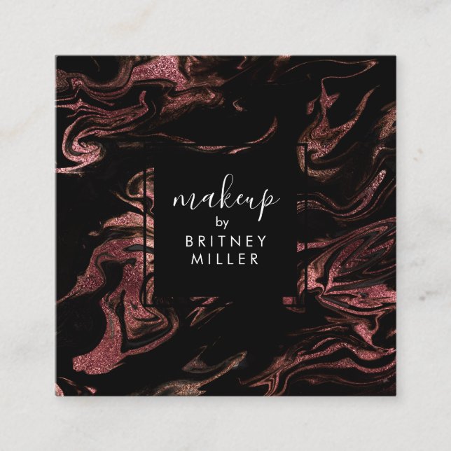 Elegantens moderna svart marmor av kopparkoppar fr fyrkantigt visitkort (Framsida)