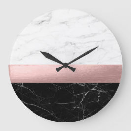 elegantens moderna svarta vita marmor ro guld stor klocka