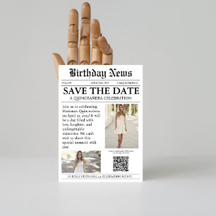 Elegantens moderna tidningsartikel Quinceañera qr- Spara Datumet