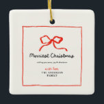Elegantens moderna, traditionella röda båge jul julgransprydnad keramik<br><div class="desc">Elegant modern traditionell röd båge med flera skript och serif typography God jul Helgdag gynnar dekorpresenter mugg.</div>