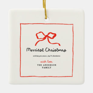 Elegantens moderna, traditionella röda båge jul julgransprydnad keramik