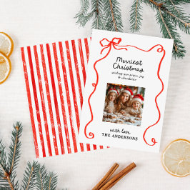 Elegantens moderna, traditionella röda båge jul julkort