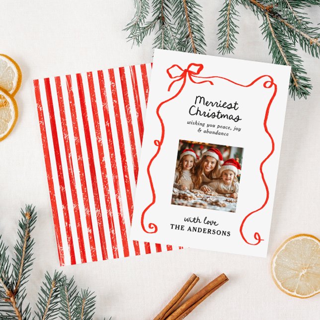 Elegantens moderna, traditionella röda båge jul julkort (Skapare uppladdad)