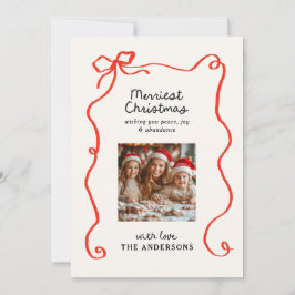 Elegantens moderna, traditionella röda båge jul julkort