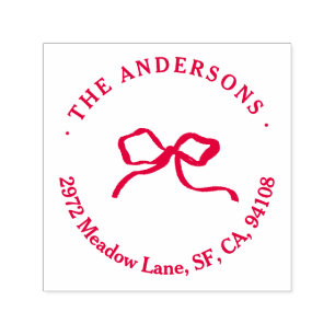 Elegantens moderna, traditionella röda båge jul självfärgande stämpel