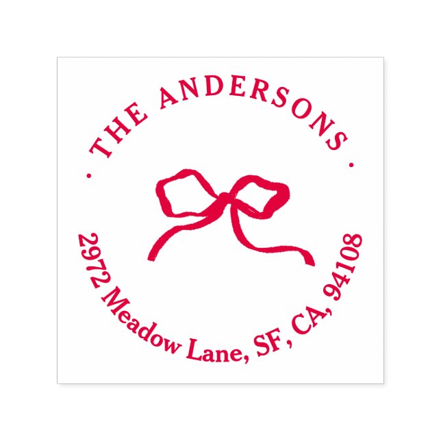 Elegantens moderna, traditionella röda båge jul självfärgande stämpel (Design)