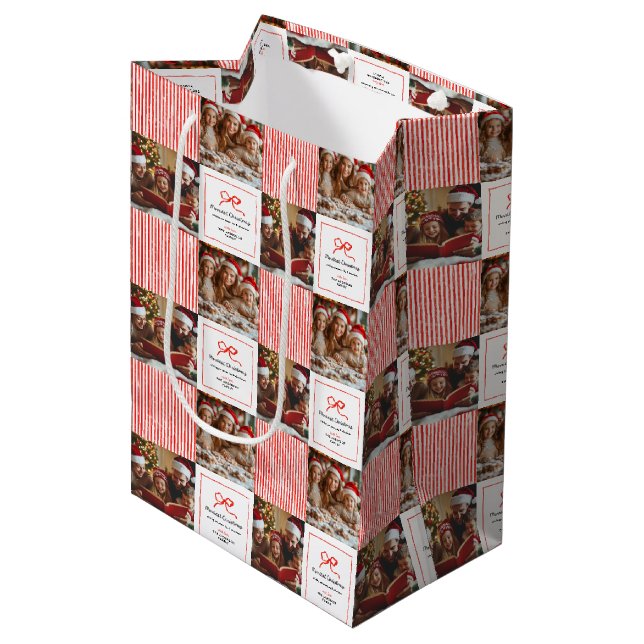 Elegantens moderna, traditionella röda bågfoto Jul (Framsidan Vinklad)