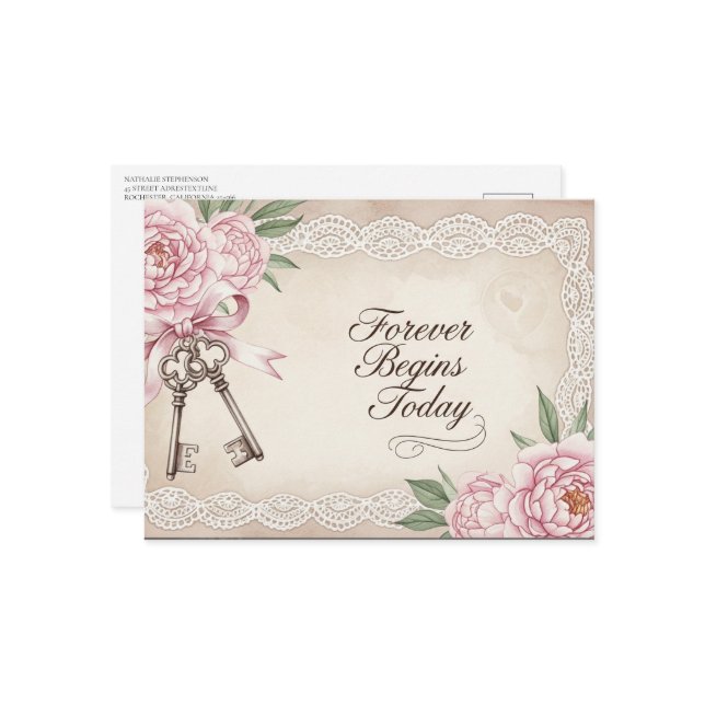 Elegantens moderna vykort i bröllop spara datum (Fram/Back In Situ)