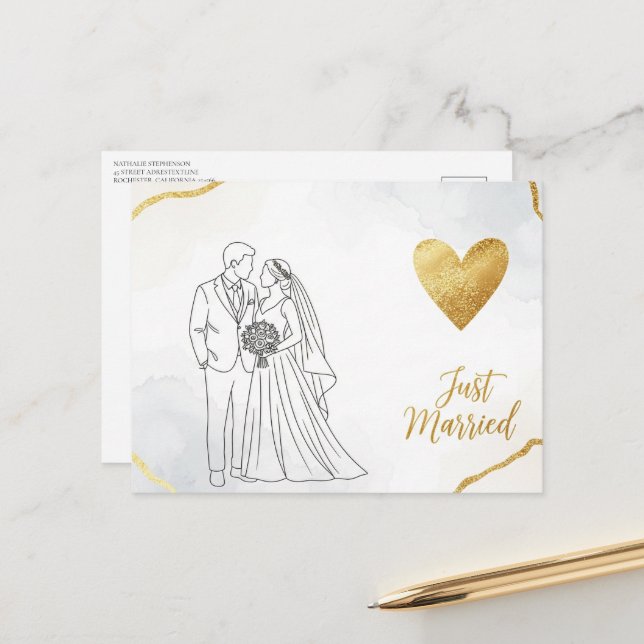 Elegantens moderna vykort i bröllop spara datum (Fram/Back In Situ)