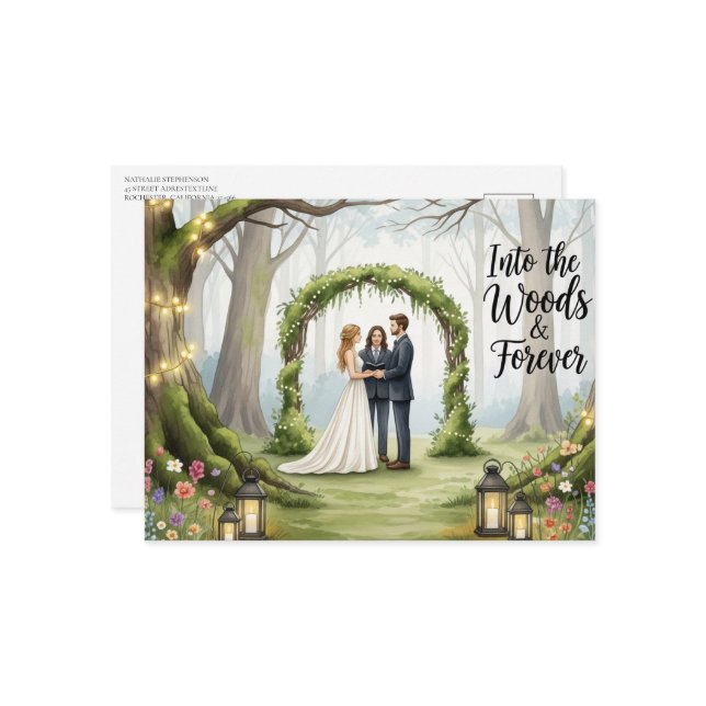 Elegantens moderna vykort i bröllop spara datum (Fram/Back In Situ)