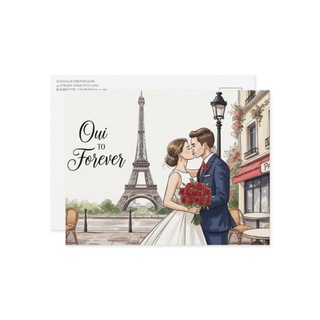 Elegantens moderna vykort i bröllop spara datum (Fram/Back In Situ)