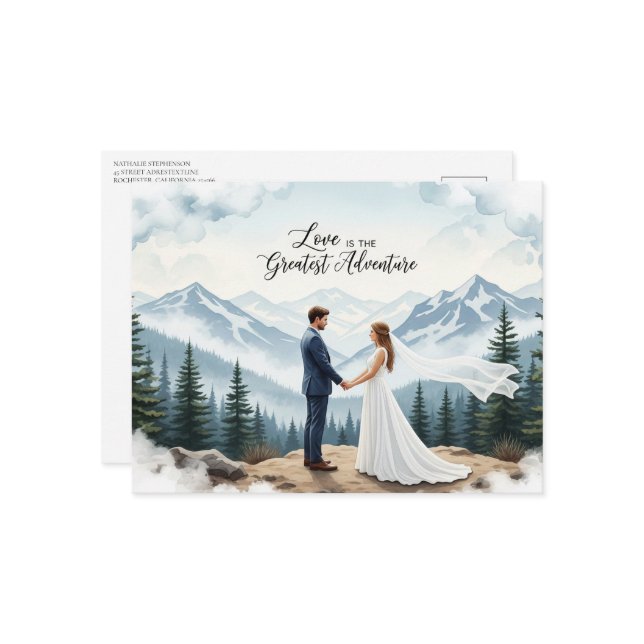 Elegantens moderna vykort i bröllop spara datum (Fram/Back In Situ)