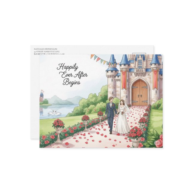 Elegantens moderna vykort i bröllop spara datum (Fram/Back In Situ)