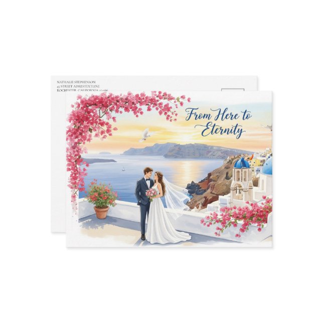 Elegantens moderna vykort i bröllop spara datum (Fram/Back In Situ)