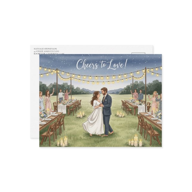 Elegantens moderna vykort i bröllop spara datum (Fram/Back In Situ)