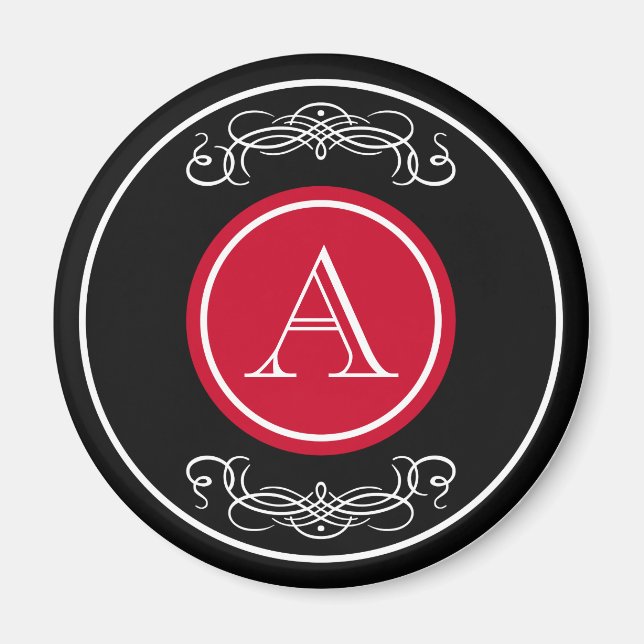 Elegantens monogramdesign magnet (Framsidan)