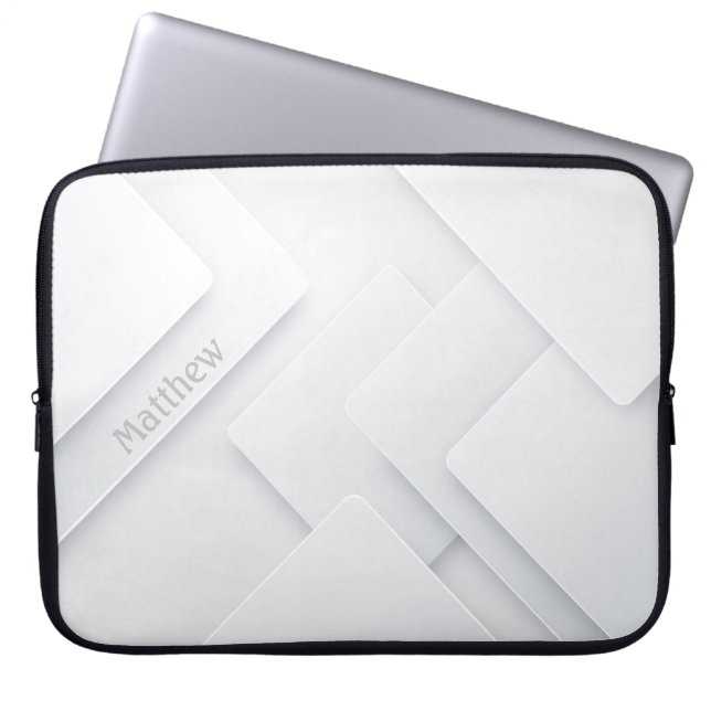 Elegantens monokroma bakgrund med anpassat namn laptop fodral (Framsidan)